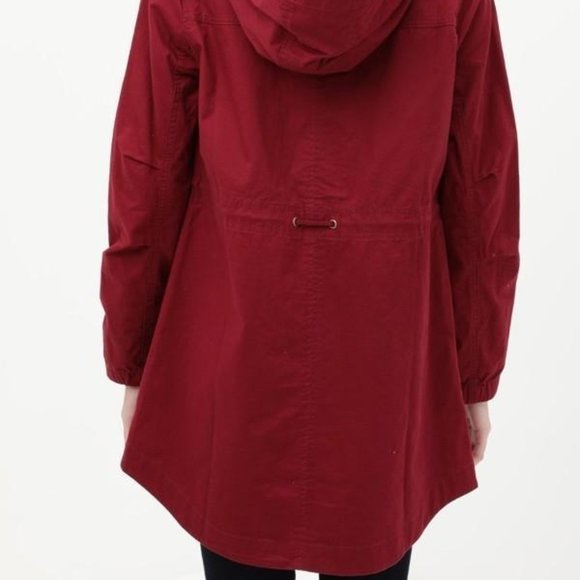 Long Line Hooded Utility Anorak Jacket Coat (Wine Color) - Picture 3 of 3